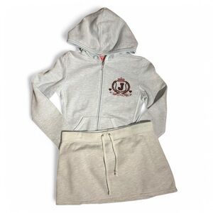 Gray Hoodie and Skirt Set with Logo